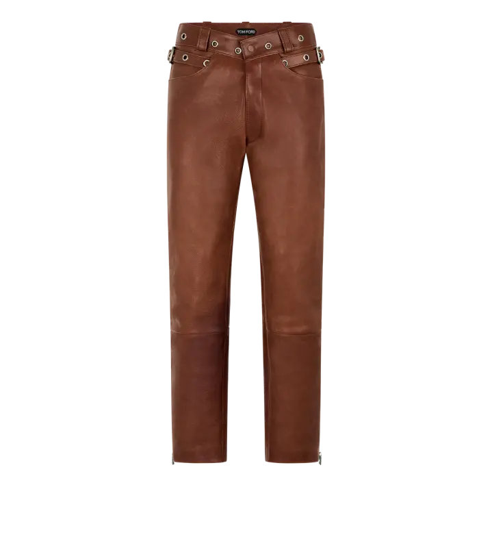 BUFFALO GRAIN LEATHER BIKER PANT HAZELNUT online